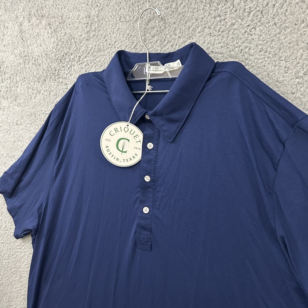 Criquet Shirt Mens 3XL XXXL Blue Polo Short Sleeve Golf Pocket Stretch Adult